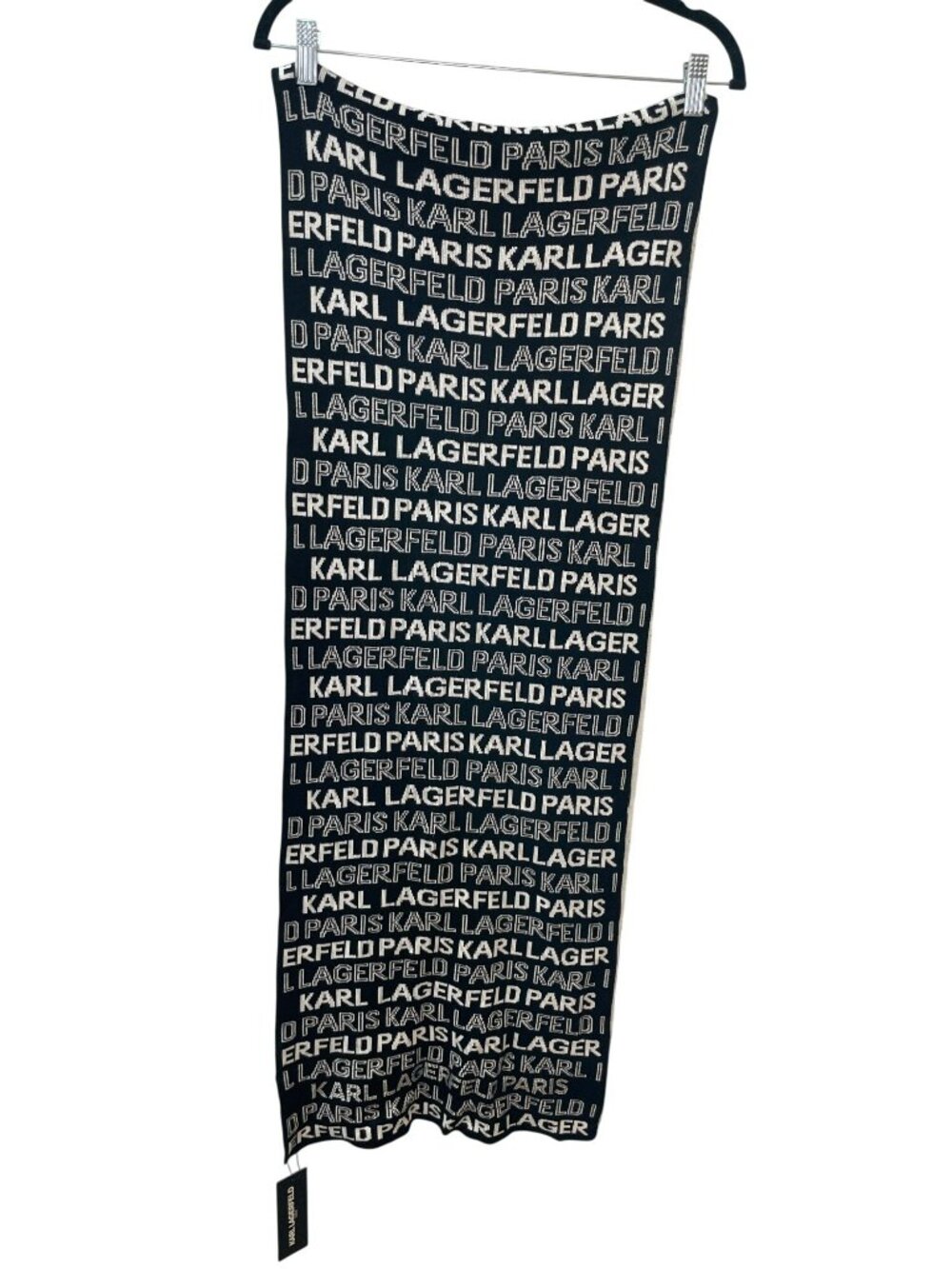 Karl Lagerfeld Paris Logo Print Black & White Scarf Rayon MSRP$78 NWT